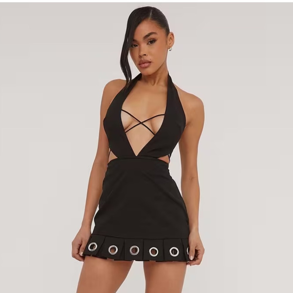 EGO Black Strappy Mini Dress
